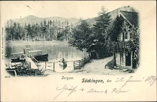 Ak Bad Säckingen am Hochrhein, Bergsee, Anlegestelle, Ruderboot
