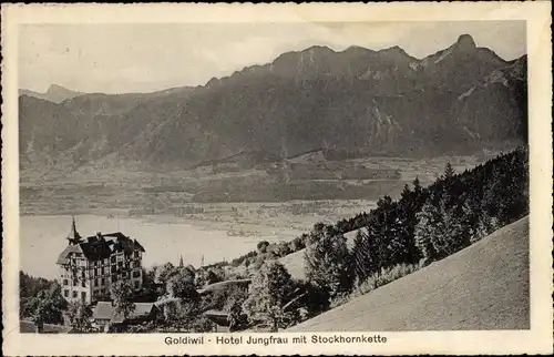 Ak Goldiwil Thun Kanton Bern Schweiz, Hotel Jungfrau mit Stockhornkette