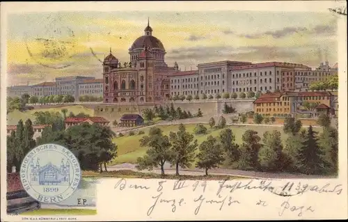 Litho Bern Stadt Schweiz, Eidgenössisches Sängerfest 1899, Stadtansicht