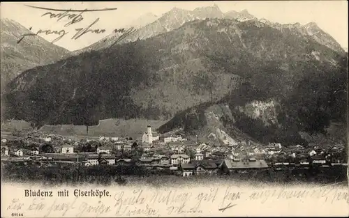 Ak Bludenz Vorarlberg, Blick auf den Ort mit Elserköpfe