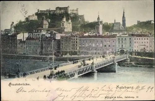 Ak Salzburg in Österreich, Staatsbrücke