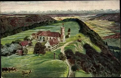 Ak Spaichingen in Baden Württemberg, Dreifaltigkeitsberg, Wallfahrtskirche, Rinder