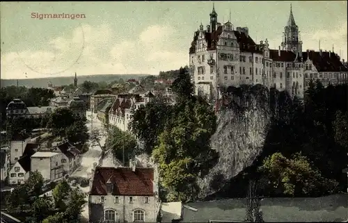 Ak Sigmaringen an der Donau Baden Württemberg, Blick auf den Ort mit Schloss