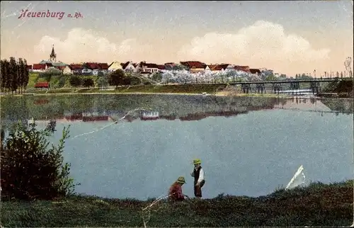 Ak Neuenburg am Rhein Baden, Blick übers Wasser zum Ort