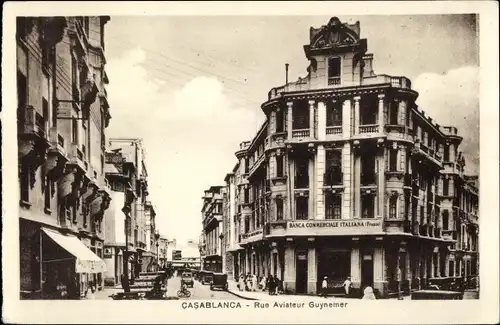 Ak Casablanca Marokko, Rue Aviateur Guynemer, Banca Commerciale Italiana