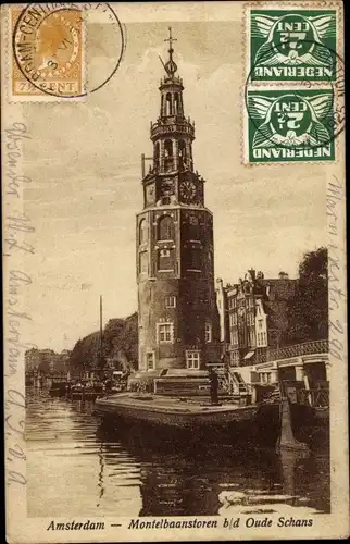 Ak Amsterdam Nordholland Niederlande, Montelbaanstoren b/d Oude Schans