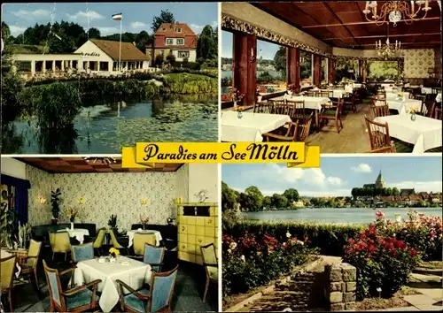 Ak Mölln im Herzogtum Lauenburg, Restaurant und Cafe Paradies am See, Innenansicht