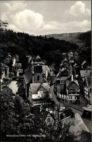 Ak Monschau Montjoie in der Eifel, Luftbild v. Ort mit Markt