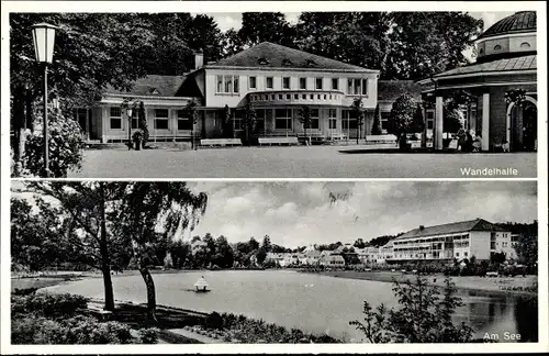 Ak Horn Bad Meinberg im Kreis Lippe, Wandelhalle, Am See