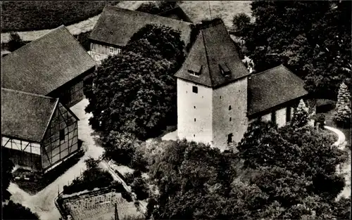 Ak Bornum Bockenem am Harz, Kirche aus der Vogelschau, St. Casmas, St. Domianus