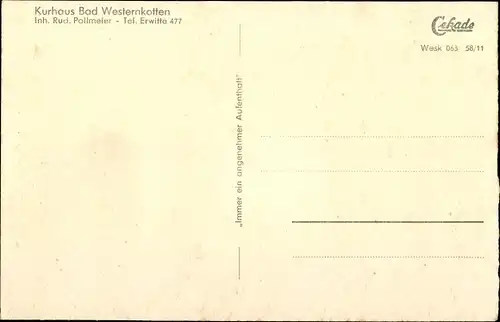 Ak Westernkotten Erwitte in Westfalen, Kurhaus, Inh. Rud. Pollmeier