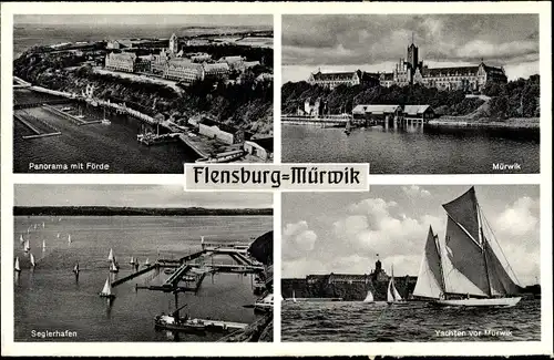 Ak Mürwik Flensburg in Schleswig Holstein, Marineschule, Förde, Panorama, Seglerhafen, Yacht