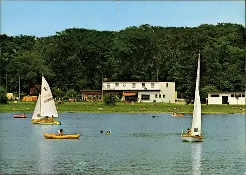 Ak Nauheim im Kreis Groß Gerau Hessen, Badesee, Segelboote, Gaststätte Roseneck