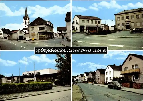 Ak Wolfskehlen Riedstadt in Hessen, Straße, Kirche, Rathaus, Siedlung