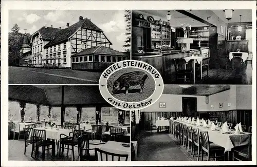 Ak Bennigsen Springe am Deister, Hotel Steinkrug am Deister, Aussen- und Innenansichten