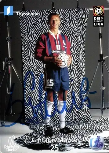 Ak Fußballer Gintaras Stauce, Portrait, Autogramm, Reklame, Thyssengas, Bundesliga
