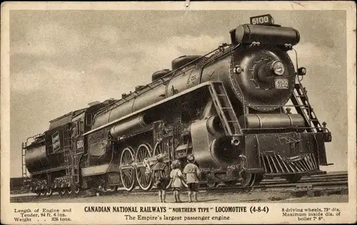Ak Canadian National Railways, Northern Type Locomotive, Nr. 6100, Kanadische Eisenbahn