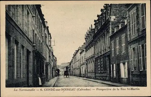 Ak Condé sur Noireau Calvados, Perspective de la Rue Saint Martin