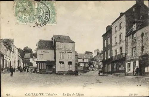 Ak Cambremer Calvados, La Rue de l'Eglise