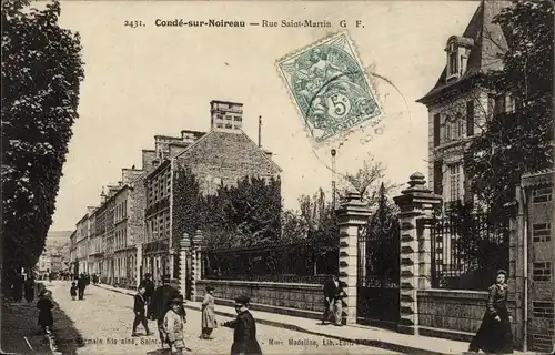 Ak Condé sur Noireau Calvados, Rue Saint Martin