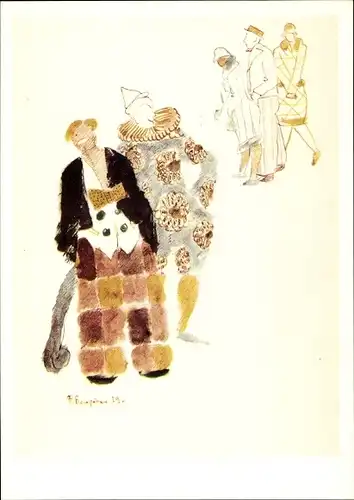 Künstler Ak Bogorodskij, F. S., Zwei Clowns