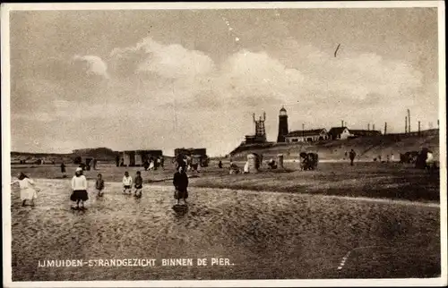 Ak IJmuiden Ymuiden Velsen Nordholland, Strandgezicht binnen de Pier