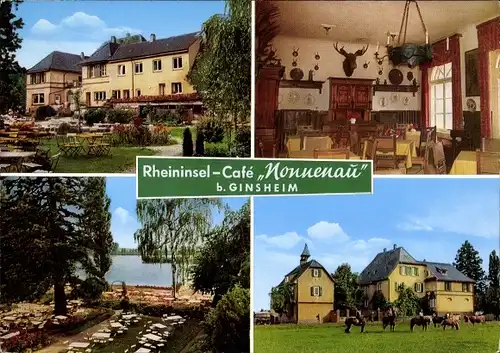 Ak Ginsheim Hessen, Rheininsel Café Nonnenau