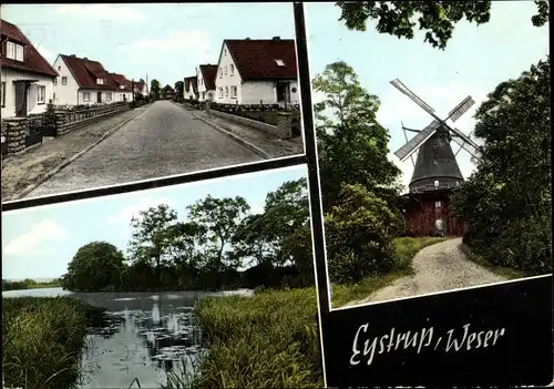 Ak Eystrup in Niedersachsen, Siedlung, Windmühle, Seeblick