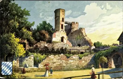Künstler Ak Rothgeb, G., Dilsberg Neckargemünd, Blick auf das Schloss