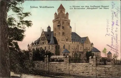 Ak Budenheim in Rheinland Pfalz, Blick zum Schloss Waldthausen