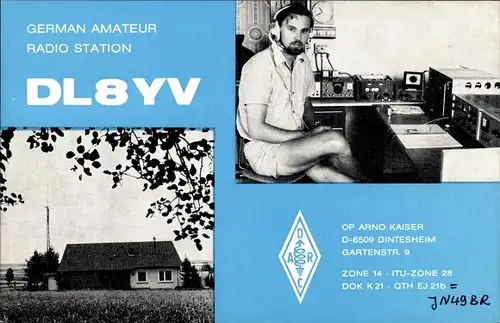 Ak Dintesheim Alzey in Rheinhessen, QSL Funkerkarte DL8YV Arno Kaiser