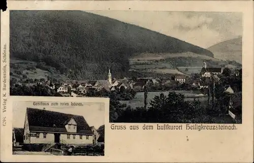 Ak Heiligkreuzsteinach am Neckar, Gasthof zum roten Löwen, Ort