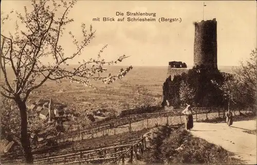 Ak Schriesheim an der Bergstraße, Strahlenburg, Ruine, Ort
