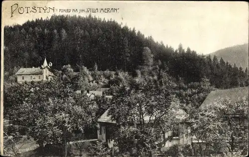 Ak Potstyn Potštejn Region Königgrätz, Blick auf Villa Meran
