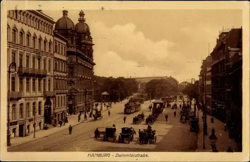 Ak Hamburg Mitte Neustadt, Blick über die Dammtorstraße, Straßenbahn