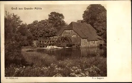 Ak Rotenbek Kuddewörde in Schleswig Holstein, Grander Mühle im Frühling