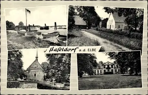 Ak Haseldorf in Holstein, Zum Schinkenkrug, Haseldorfer Hof, Kirche