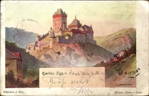 Künstler Litho Liebscher, K., Karlštejn Karlstein Mittelböhmen, Karluv Tyn