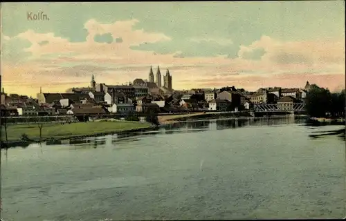 Ak Kolín Köln an der Elbe Mittelböhmen, Blick auf den Ort