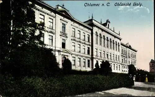 Ak Chlumec nad Cidlinou Chlumetz an der Cidlina Region Königgrätz, Obcanske skoly