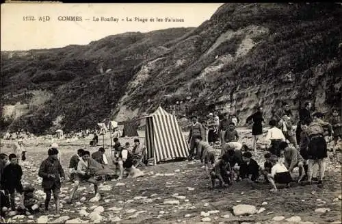 Ak Commes Calvados, Le Bouffay, La Plage, Les Falaises