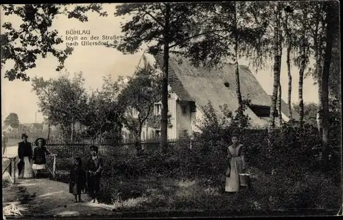 Ak Dresden Bühlau, Idyll an der Straße nach Ullersdorf