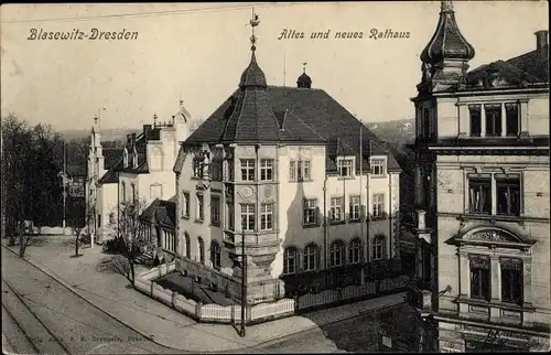 Ak Dresden Ost Blasewitz, Altes und neues Rathaus