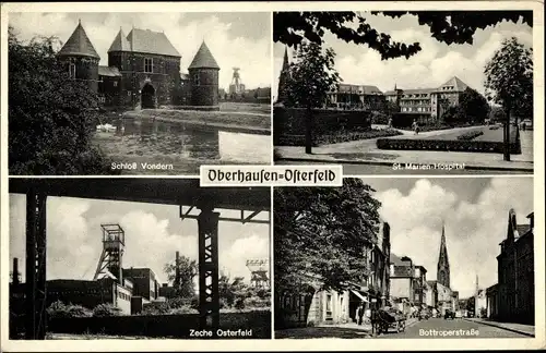 Ak Osterfeld Oberhausen im Ruhrgebiet, Schloss Vondern, St Marien Hospital, Zeche, Bottroperstraße