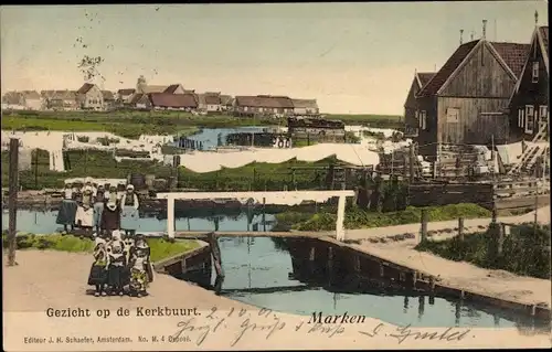 Ak Marken Nordholland Niederlande, Gezicht op de Kerkbuurt