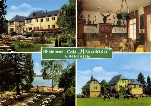 Ak Ginsheim Hessen, Rheininsel Café Nonnenau