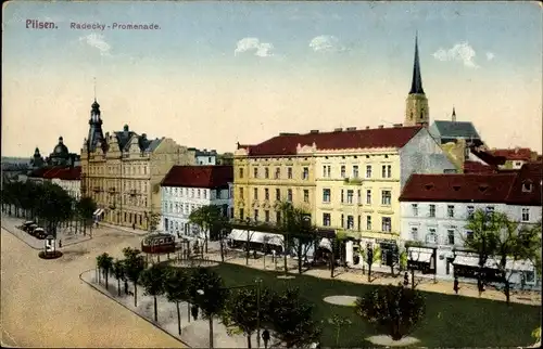 Ak Plzeň Pilsen Stadt, Radecky-Promenade