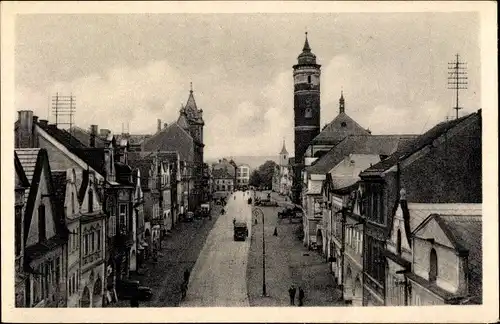 Ak Domažlice Taus Region Pilsen, Straßenpartie, Häuser