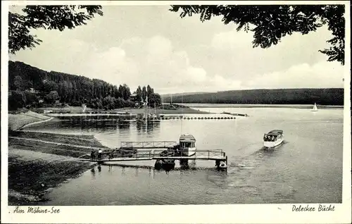 Ak Delecke Möhnesee in Westfalen, Delecker Bucht, Anleger