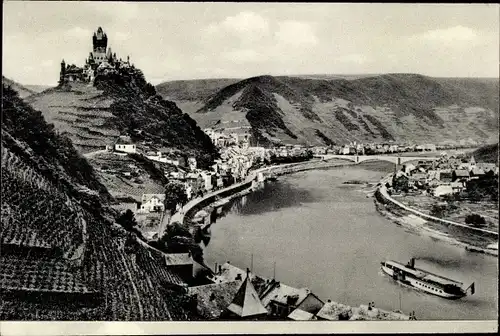 Ak Cochem an der Mosel, Teilansicht, Burg, Ort